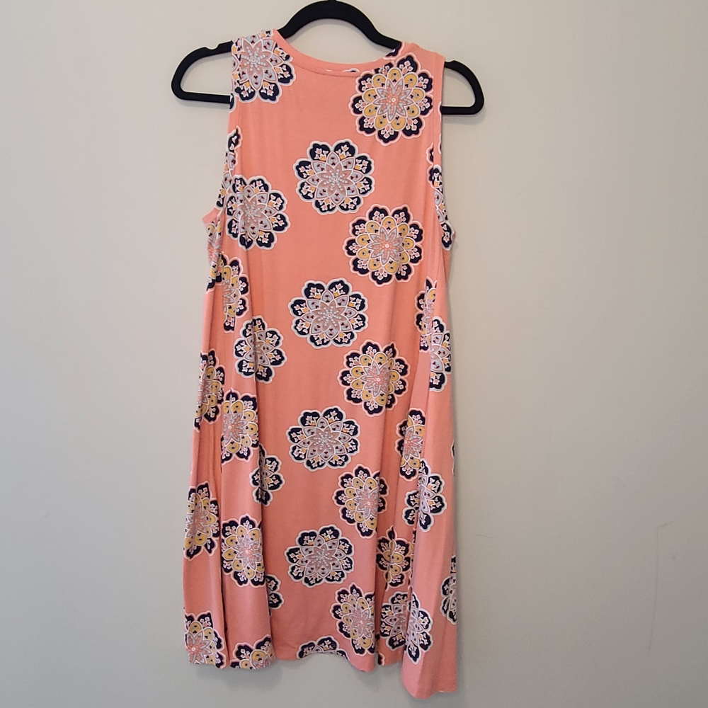 LOFT Coral Pink Floral Print Sleeveless Midi Dress | Size Small
